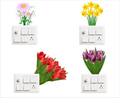 BALKRISHNA WALL STICKER 30 cm SWICTH BOARD FLOWER WALL STICKER Self Adhesive Sticker(Pack of 1)