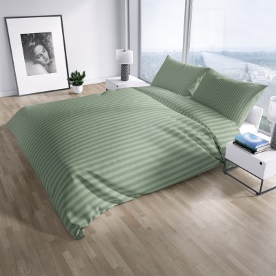 Classic Home 250 TC Polyester Double Striped Flat Bedsheet(Pack of 1, PISTA)