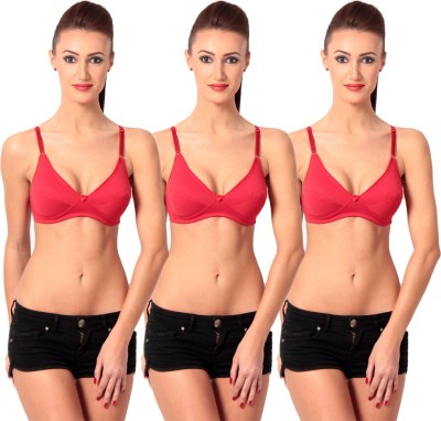 Macrowomen Women T-Shirt Lightly Padded Bra(Red)