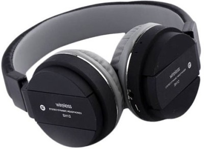 Musify SH-12 Wireless Rich Deep Bass Sound Sports Headphone Bluetooth Headset(Black, On the Ear)