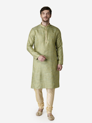 Tabard Men Solid Straight Kurta(Green)