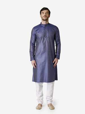 Tabard Men Printed Straight Kurta(Blue)