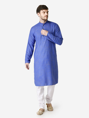 Tabard Men Self Design Straight Kurta(Blue)