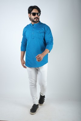 sultan apparels pvt ltd Men Solid Straight Kurta(Blue)