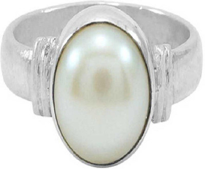 KUNDLI GEMS Pearl stone ring Natural Moti Certified & Astrological Stone Stone Pearl Silver Plated Ring