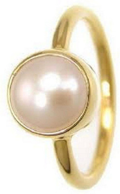 KUNDLI GEMS Pearl Ring with Natural Pearl/Moti stone Certified & Astrological Stone Pearl Gold Plated Ring