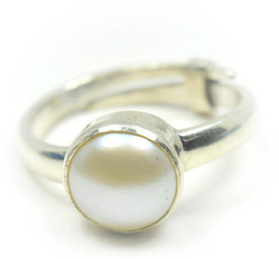 KUNDLI GEMS Pearl Ring with Natural Pearl/Moti Stone Astrological & Lab Certified Stone Pearl Silver Plated Ring