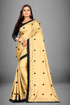 Dhami Embroidered Bollywood Silk Blend Saree(Cream)