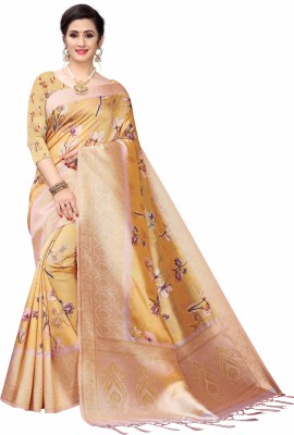 Leeza Store Digital Print Daily Wear Cotton Blend Saree(Black)