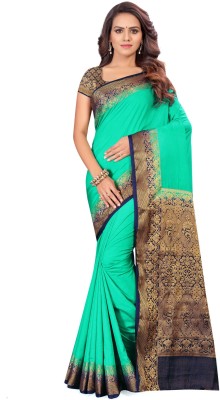 Shaily Retails Self Design Daily Wear Silk Blend Saree(Green)