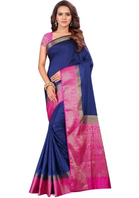 Shaily Retails Self Design Daily Wear Silk Blend Saree(Blue)