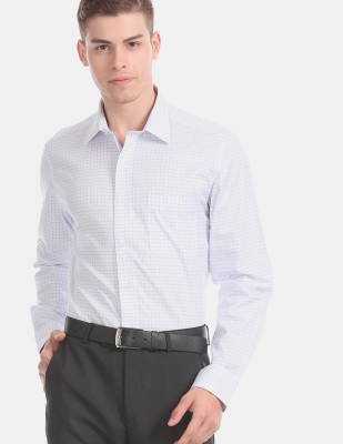 ARROW Men Checkered Formal White, Blue Shirt