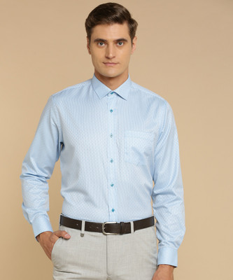 PARK AVENUE Men Self Design Formal Blue Shirt