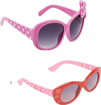 AMOUR Rectangular, Oval Sunglasses(For Girls, Black, Silver)