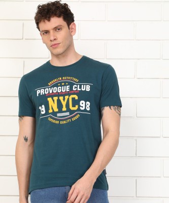 PROVOGUE Typography Men Round Neck Dark Green T-Shirt