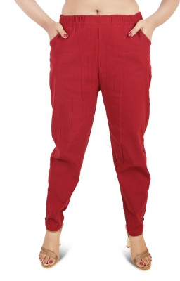 DRESSED UP DIVAS Slim Fit Women Red Trousers