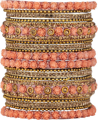 PEORA Brass Gold-plated Bangle Set(Pack of 18)