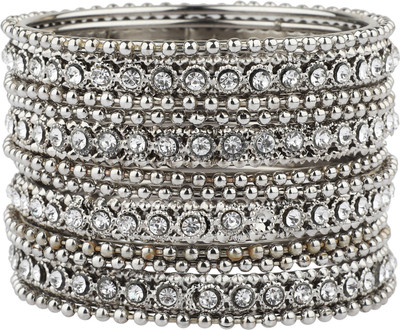 Efulgenz Alloy Rhodium Bangle Set(Pack of 12)