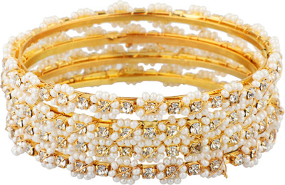 Efulgenz Alloy Cubic Zirconia Gold-plated Bangle Set(Pack of 2)