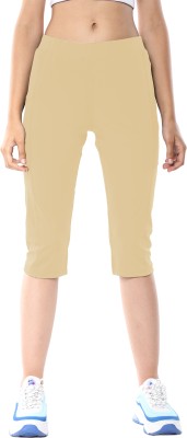 CHKOKKO Gym Sports Yoga Capri Slim fit Women Beige Capri