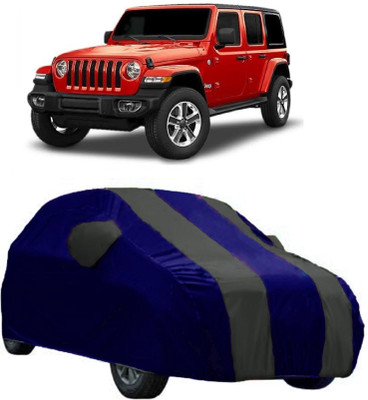 AutoCover Car Cover For Jeep Wrangler (With Mirror Pockets)(Grey, Blue)