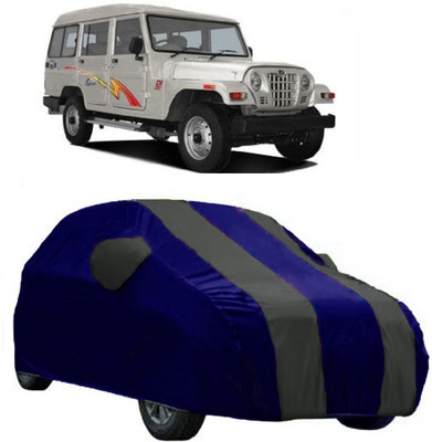 AutoCover Car Cover For Mahindra Marshal (With Mirror Pockets)(Grey, Blue)