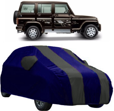 AutoCover Car Cover For Mahindra Bolero (With Mirror Pockets)(Grey, Blue)