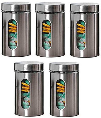 Sv Enterprise Glass Grocery Container  - 550 ml(Pack of 5, Silver)