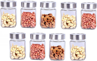 Sv Enterprise Glass Grocery Container  - 300 ml(Pack of 9, Clear)