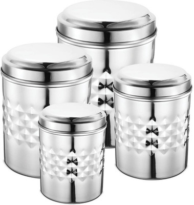 Flipkart SmartBuy Steel Utility Container  - 5200 ml(Pack of 4, Silver)