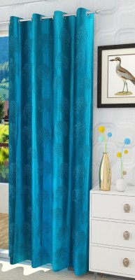 La elite 274 cm (9 ft) Polyester Room Darkening Long Door Curtain Single Curtain(Self Design, Blue)