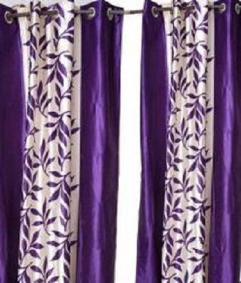 R Trendz 152 cm (5 ft) Polyester Semi Transparent Window Curtain (Pack Of 2)(Printed, Purple)