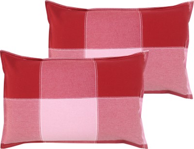 AIRWILL Cotton Pillows Cover(Pack of 2, 46 cm*69 cm, Red, Pink)