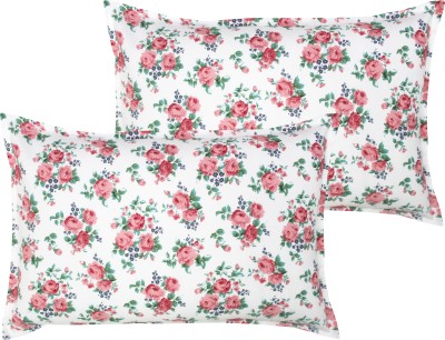 AIRWILL Cotton Pillows Cover(Pack of 2, 46 cm*69 cm, Pink, Green)