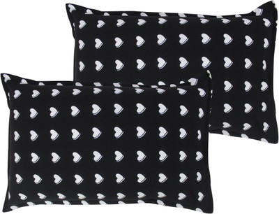 AIRWILL Cotton Pillows Cover(46 cm*69 cm, Pack of 2, Black, White)