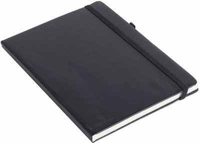 Jhingalala PU Leather Finish Hard Bound A5 Size Executive Diary Notebook with Elastic Closure A5 Notebook Ruled 176 Pages(Black)