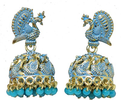 Aadiyatri Beautiful Peacock Inspired Earrings for women & Girls Beads Brass Jhumki Earring