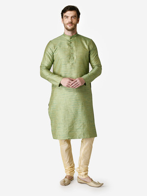 Tabard Men Self Design Straight Kurta(Green)