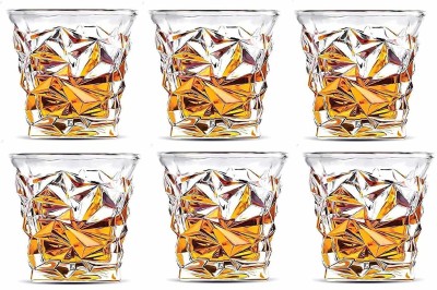 NEW SHREE SALES (Pack of 6) Diamond Cut Crystal Whiskey, Wine, Water and Cocktail Glasses, 310ml, Set of 6, Clear Glass Set(310 ml, Glass)