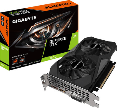 GIGABYTE GeForce GTX 1650 D6 pci_e_x16 WINDFORCE OC 4GD (GV-N1656WF2OC-4GD) GDDR6 4 GB NVIDIA Chipset 127 bit 1709 MHz Graphics Card(Black)