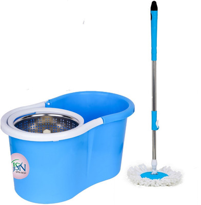 JSN Home Cleaning Mop Steel Bucket Mop Set Floor cleaner With 1 Microfiber Refill Mop Set(Multicolor)