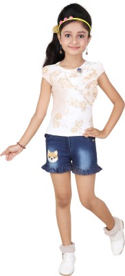 PIPILIKA Girls Party(Festive) Top Pant(WHITE GOLD)