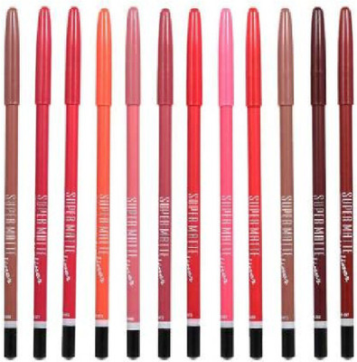 nnbb natural Super Matte Lipliner pack of 12 (Matte Girl) (multicolour)(MULTICOLOUR, 3.2 g)