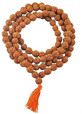 Dravina trader Nepali Rudraksha Mala in 108+1 Beads (Brown) Brass, NA Plated Stone Chain