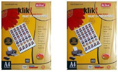 DESMAT GLOSS UNRULED A4 SIZE 180 gsm Photo Paper(Set of 2, White)