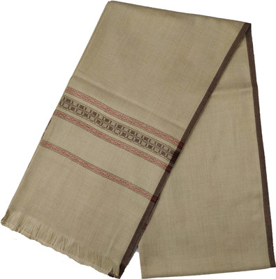 PASHTUSHS Wool Self Design Men Shawl(Beige)