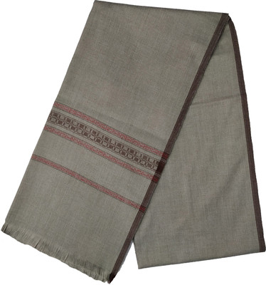 PASHTUSHS Wool Self Design Men Shawl(Grey)