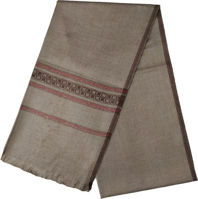 PASHTUSHS Wool Self Design Men Shawl(Brown)