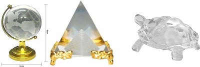 Love Kart Feng Shui Crystal Pyramid, Crystal Globe and Crystal tortoise/ Turtle For Positive Energy, Vastu Correction, Good Luck & Prosperity Decorative Showpiece  -  5 cm(Crystal, White)