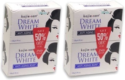 SA Deals Kojie SAN Dream White Kojic Lightening Anti Aging Soap 2X135gm (Pack of 2, 2X135gm Each)(2 x 135 g)